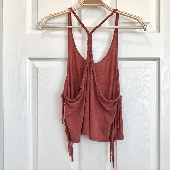 Burnt Orange Even the Darkest Night Will End Fringe Braided Tank Top - Picture 4 of 6